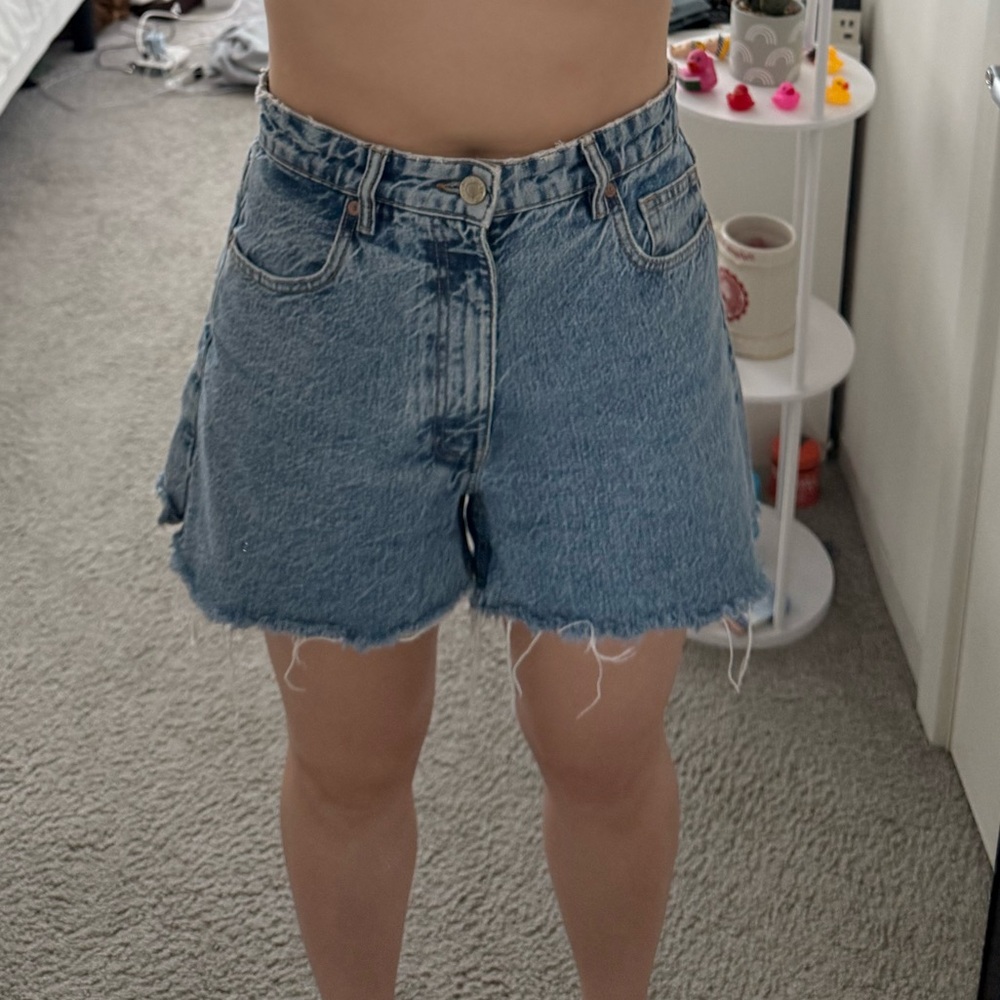 Zara Blue Jean Shorts High-Waisted Relaxed Fit